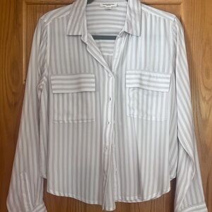 Beachlunchlounge Beige and White Striped Shirt